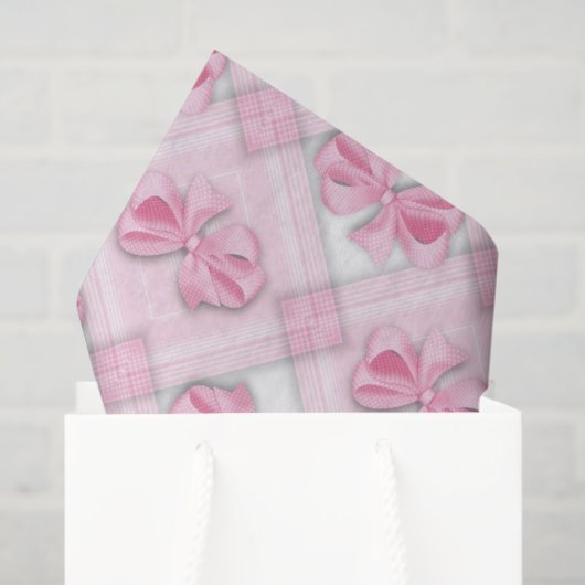 Papier voor baby's met roze boog (Cadeauzakje)