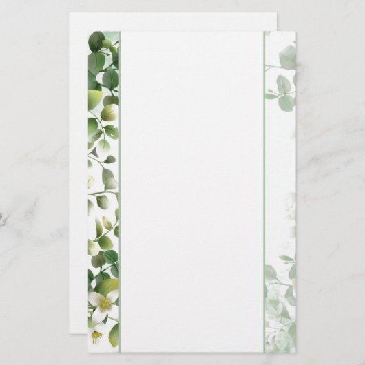 Papier voor bakkerij, groen en witte bloemen (Voorkant / Achterkant)