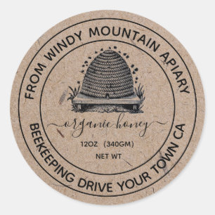 Papier voor biologische honinghoning Bijenkorf Ronde Sticker