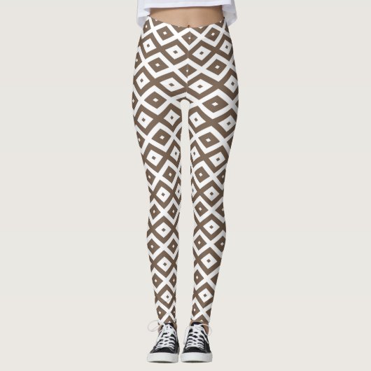 Papier voor bruin en wit diamant leggings (Voorkant)