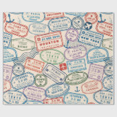 Papier voor cadeaubonnen met paspoortzegels (Vlak)