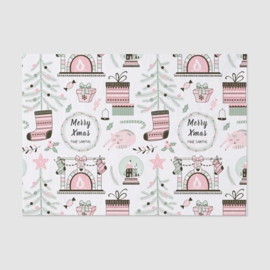 Papier voor Eigen tekst met prettig kerstpatroon (Voorkant)