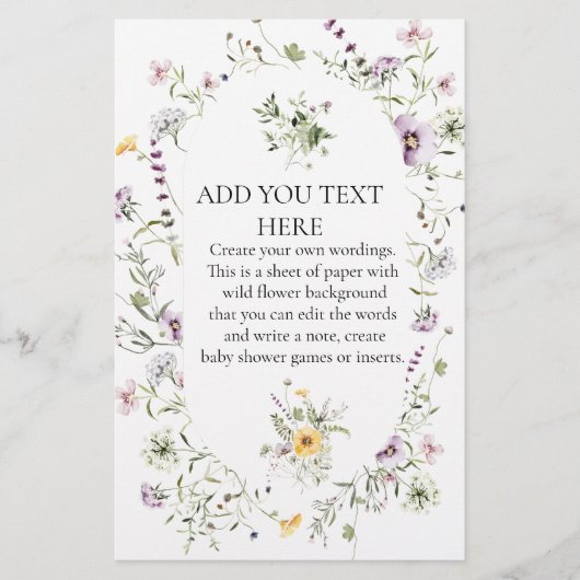 Papier voor flaconvrij wild bloeit op maat (Voorkant)