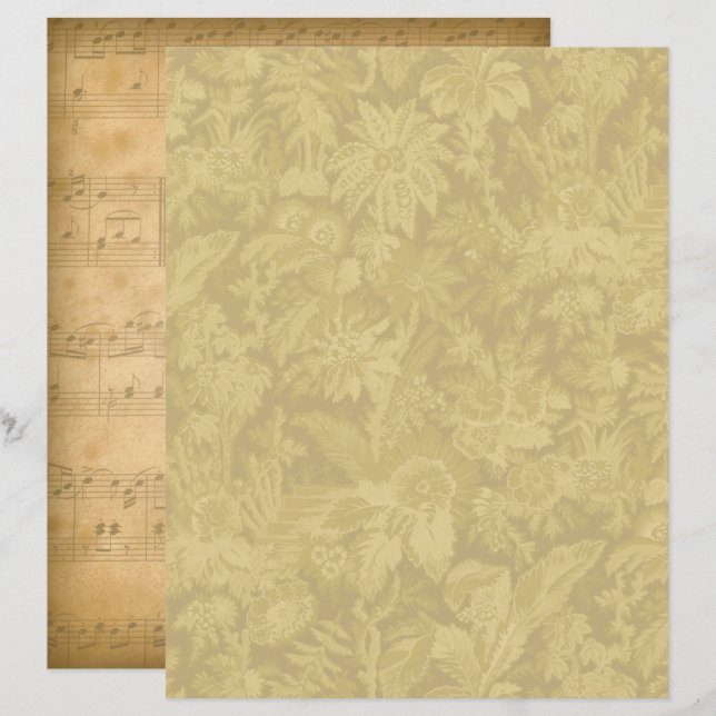  papier voor Floral/Music-scrapbook - paardenhuis (Voorkant / Achterkant)