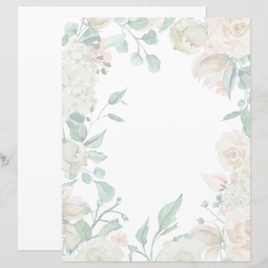 Papier voor Florence - waterverf rozen voor crème (Voorkant / Achterkant)