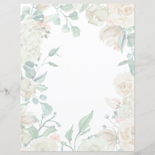 Papier voor Florence - waterverf rozen voor crème (Voorkant)