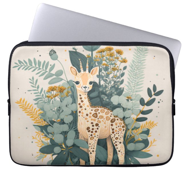 Papier voor giraferieweefsel van de staart laptop sleeve (Voorkant)