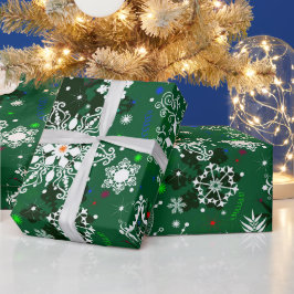 Papier voor het inpakken van groene kerstsnowflake