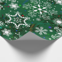 Papier voor het inpakken van groene kerstsnowflake