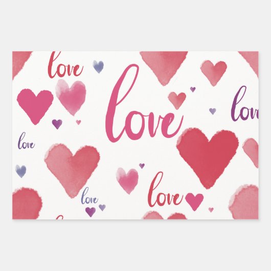 Papier voor het inpakken van liefde en hart inpakpapier vel (Voorkant 3)