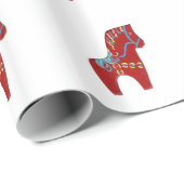 Papier voor het ompakken van dala Red Horse (Rol Hoek)