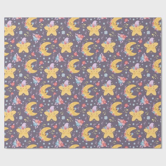 Papier voor het ompakken van moon en sterren (Vlak)