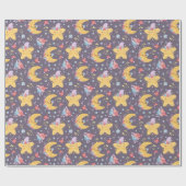 Papier voor het ompakken van moon en sterren (Vlak)