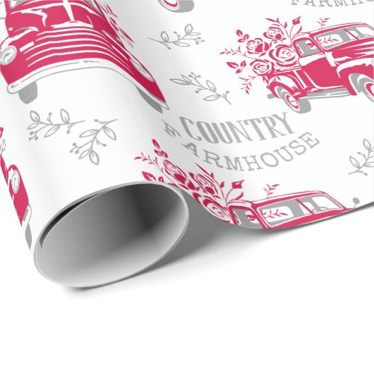  papier voor het ompakken van rode vrachtwagens (Rol Hoek)