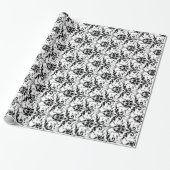 Papier voor het ompakken van zwart-wit-Damaspatroo (Uitgerold)