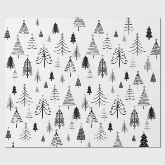 Papier voor het ompakken van zwarte en witte kerst (Vlak)