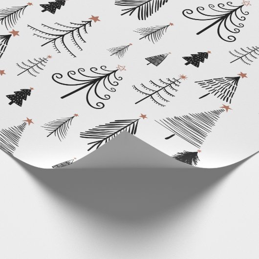 Papier voor het ompakken van zwarte en witte kerst (Hoek)