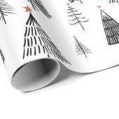 Papier voor het ompakken van zwarte en witte kerst (Rol Hoek)