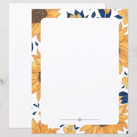 Papier voor het schrijven van Florence - zonnebloe (Voorkant / Achterkant)