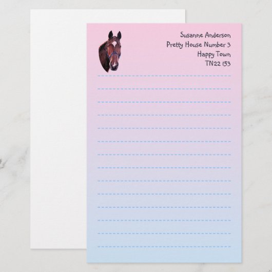 Papier voor het schrijven van  paarden (Voorkant / Achterkant)