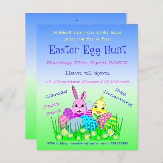 Papier voor het uitnodigingspapier voor paaseieren (Voorkant / Achterkant)