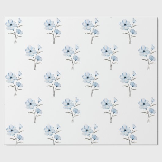 Papier voor het verpakken van blauwe bloemen (Vlak)