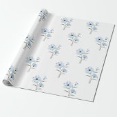 Papier voor het verpakken van blauwe bloemen (Uitgerold)