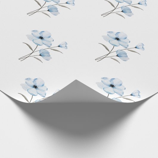 Papier voor het verpakken van blauwe bloemen (Hoek)