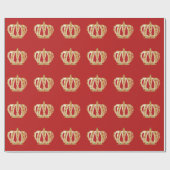 Papier voor het verpakken van gouden en rode kroon (Vlak)