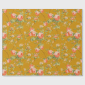  papier voor het verpakken van gouden en roze Flor (Vlak)