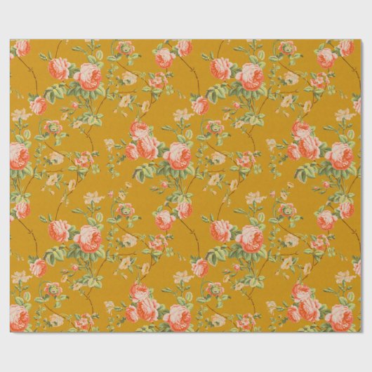  papier voor het verpakken van gouden en roze Flor (Vlak)