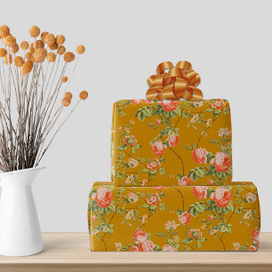 papier voor het verpakken van gouden en roze Flor