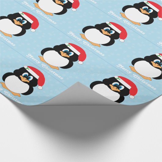 Papier voor het verpakken van kerst met pinguïn (Hoek)