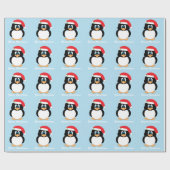 Papier voor het verpakken van kerst met pinguïn (Vlak)