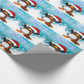 Papier voor het verpakken van kerst met pinguïn (Hoek)