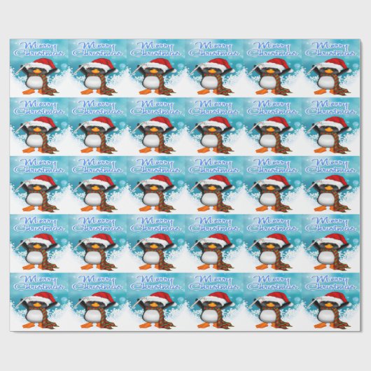 Papier voor het verpakken van kerst met pinguïn (Vlak)