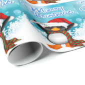 Papier voor het verpakken van kerst met pinguïn (Rol Hoek)