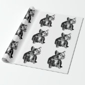 Papier voor het verpakken van puppy French Bulldog (Uitgerold)