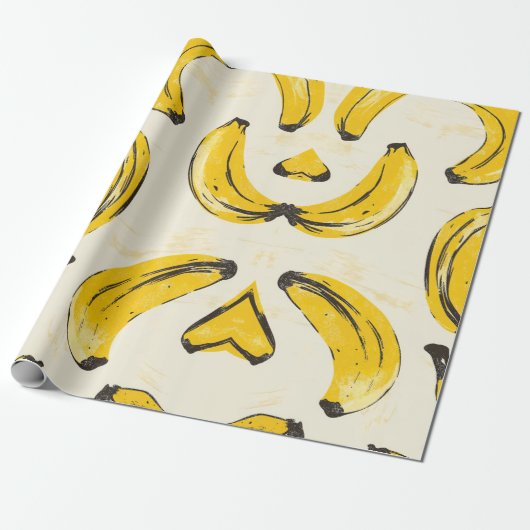 papier voor het verpakken van retro-bananen (Uitgerold)