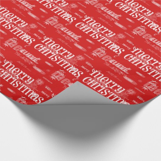 Papier voor het verpakken van rode en witte kerstt (Hoek)