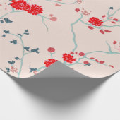 Papier voor het verpakken van rode Floral (Hoek)