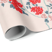 Papier voor het verpakken van rode Floral (Rol Hoek)