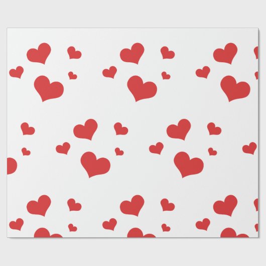Papier voor het verpakken van rode harten (Vlak)