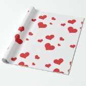 Papier voor het verpakken van rode harten (Uitgerold)