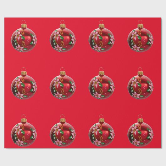 papier voor het verpakken van rode Ornamenten (Vlak)