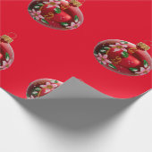 papier voor het verpakken van rode Ornamenten (Hoek)