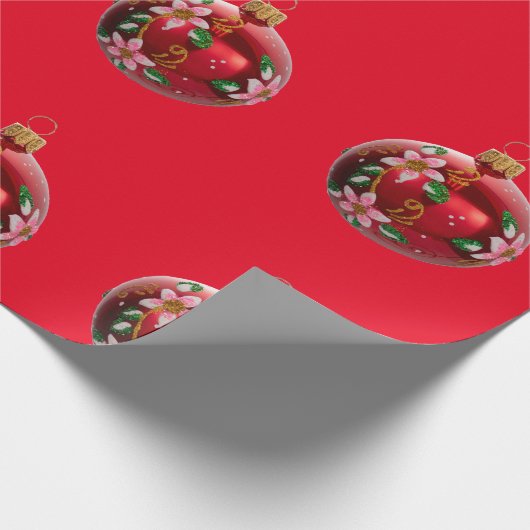 papier voor het verpakken van rode Ornamenten (Hoek)