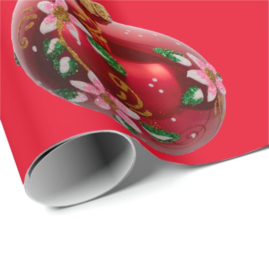 papier voor het verpakken van rode Ornamenten (Rol Hoek)