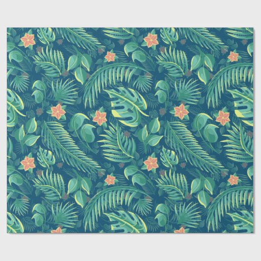 papier voor het verpakken van tropisch bladpatroon (Vlak)