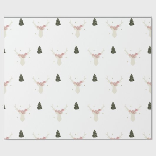 papier voor het verpakken van witte rendierkerstbo (Vlak)
